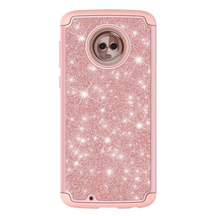 Glitter Powder Contrast Skin Shockproof Silicone + PC Protective Case for Motorola Moto G6