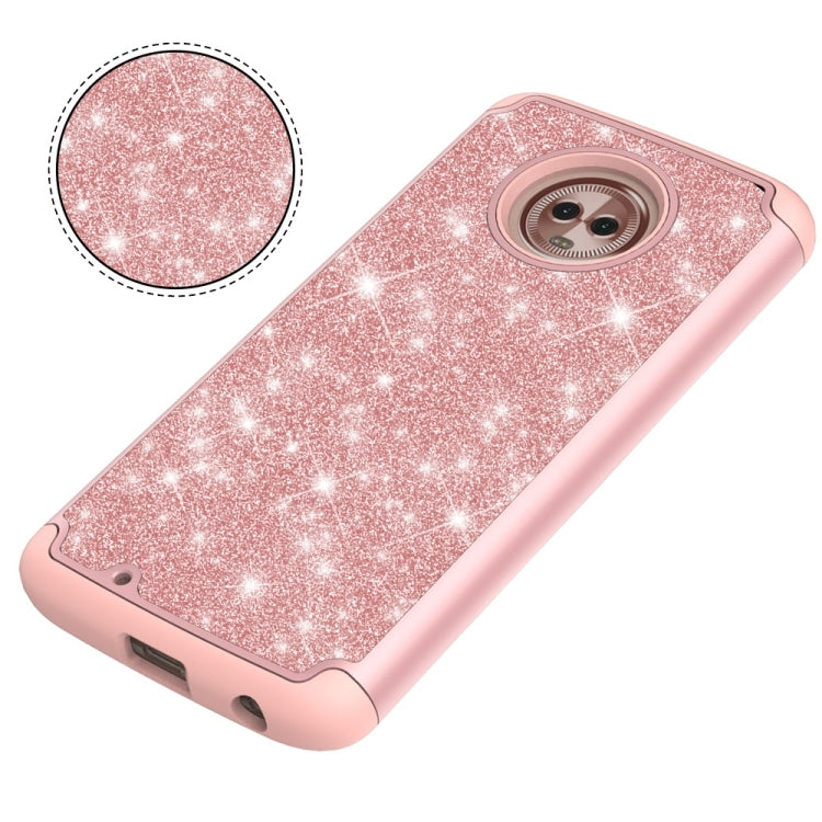Glitter Powder Contrast Skin Shockproof Silicone + PC Protective Case for Motorola Moto G6