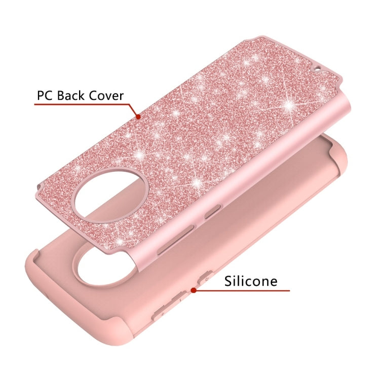 Glitter Powder Contrast Skin Shockproof Silicone + PC Protective Case for Motorola Moto G6