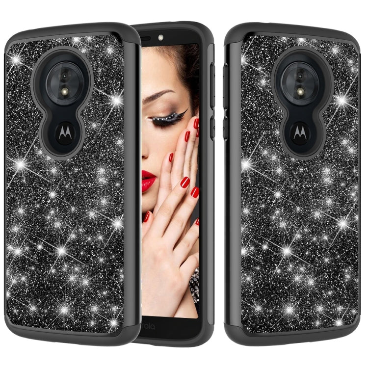 Glitter Powder Contrast Skin Shockproof Silicone + PC Protective Case for Motorola Moto G6 Play / Moto E5