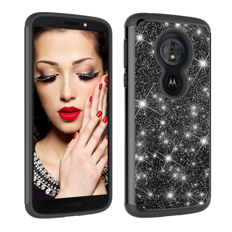 Glitter Powder Contrast Skin Shockproof Silicone + PC Protective Case for Motorola Moto G6 Play / Moto E5
