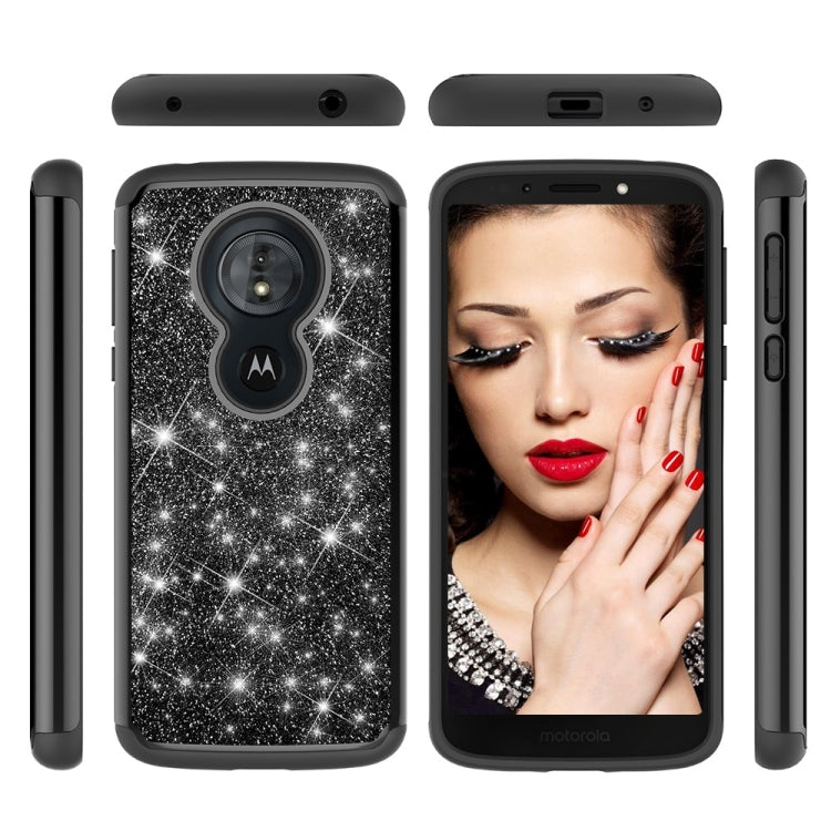 Glitter Powder Contrast Skin Shockproof Silicone + PC Protective Case for Motorola Moto G6 Play / Moto E5