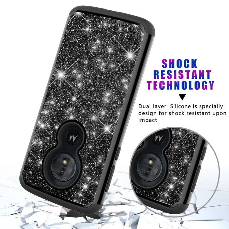 Glitter Powder Contrast Skin Shockproof Silicone + PC Protective Case for Motorola Moto G6 Play / Moto E5