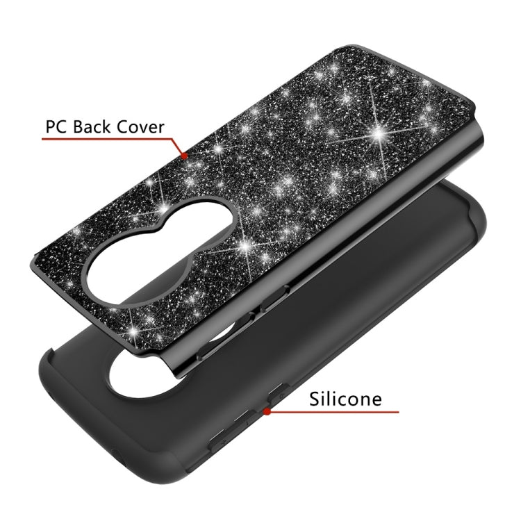 Glitter Powder Contrast Skin Shockproof Silicone + PC Protective Case for Motorola Moto G6 Play / Moto E5