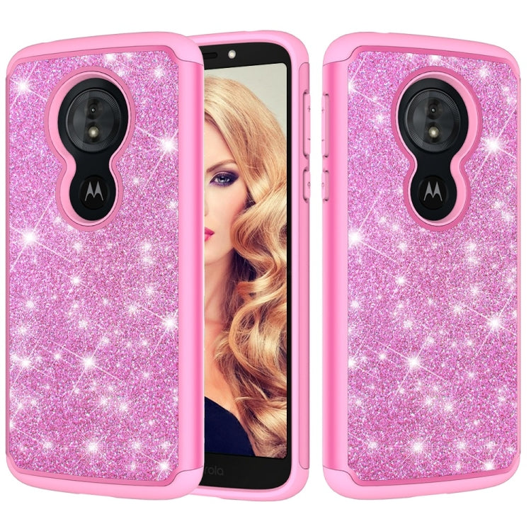 Glitter Powder Contrast Skin Shockproof Silicone + PC Protective Case for Motorola Moto G6 Play / Moto E5