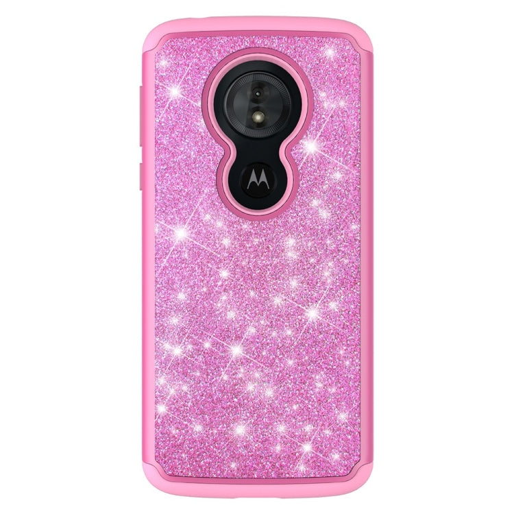 Glitter Powder Contrast Skin Shockproof Silicone + PC Protective Case for Motorola Moto G6 Play / Moto E5