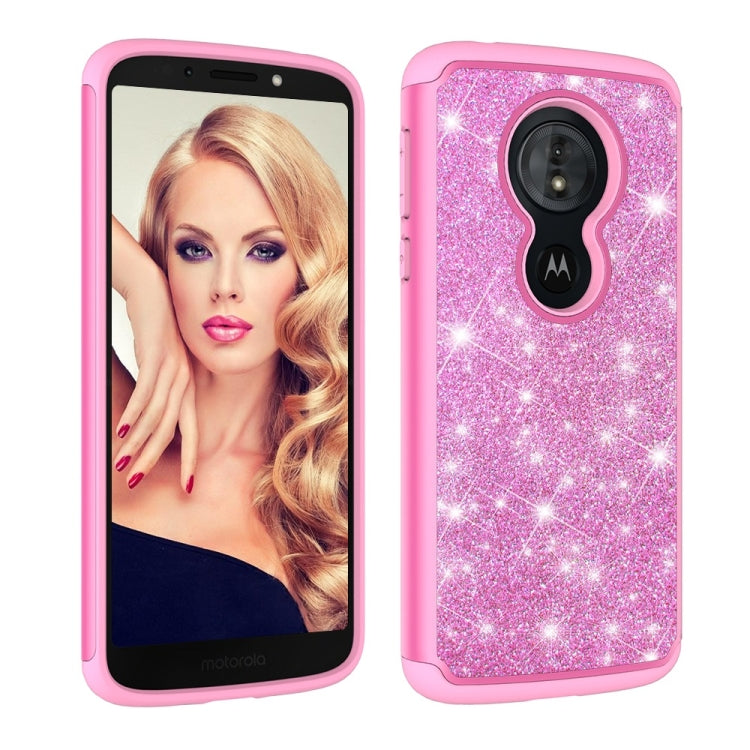 Glitter Powder Contrast Skin Shockproof Silicone + PC Protective Case for Motorola Moto G6 Play / Moto E5