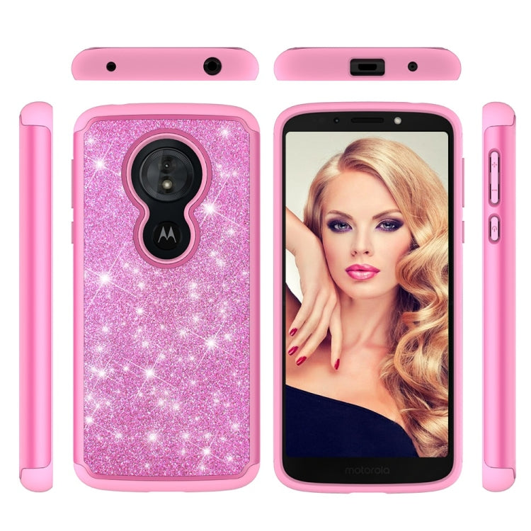 Glitter Powder Contrast Skin Shockproof Silicone + PC Protective Case for Motorola Moto G6 Play / Moto E5