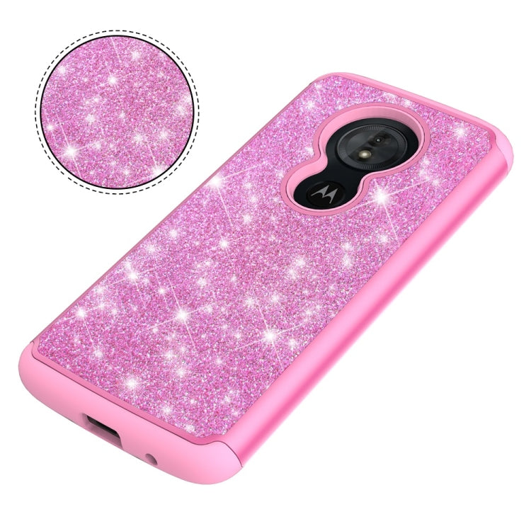 Glitter Powder Contrast Skin Shockproof Silicone + PC Protective Case for Motorola Moto G6 Play / Moto E5