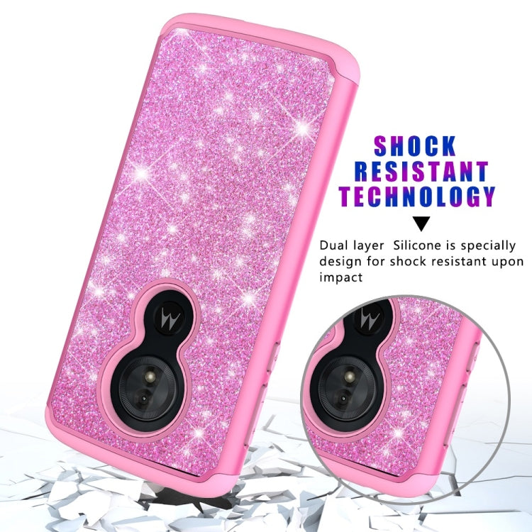 Glitter Powder Contrast Skin Shockproof Silicone + PC Protective Case for Motorola Moto G6 Play / Moto E5