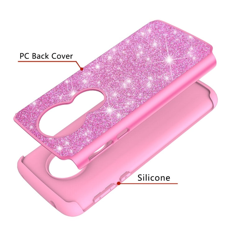 Glitter Powder Contrast Skin Shockproof Silicone + PC Protective Case for Motorola Moto G6 Play / Moto E5