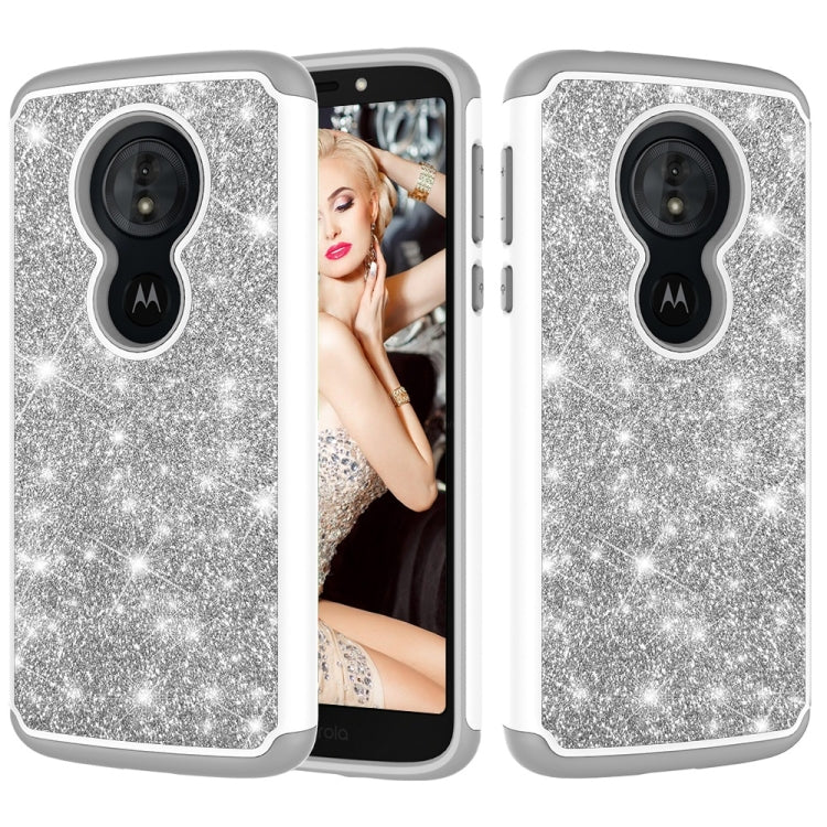 Glitter Powder Contrast Skin Shockproof Silicone + PC Protective Case for Motorola Moto G6 Play / Moto E5