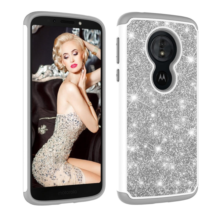 Glitter Powder Contrast Skin Shockproof Silicone + PC Protective Case for Motorola Moto G6 Play / Moto E5