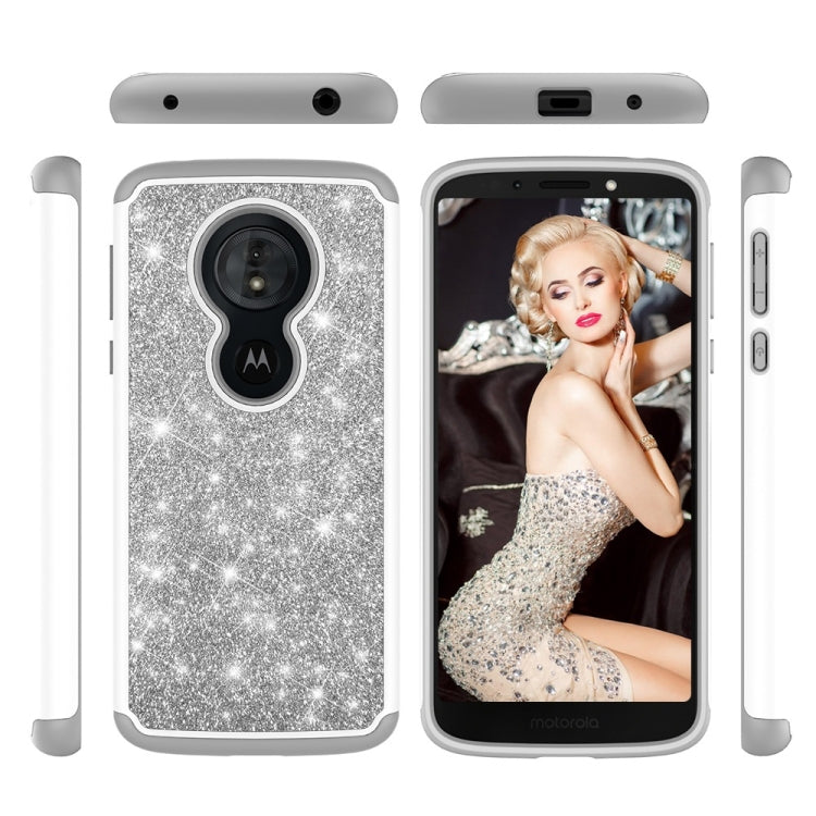 Glitter Powder Contrast Skin Shockproof Silicone + PC Protective Case for Motorola Moto G6 Play / Moto E5