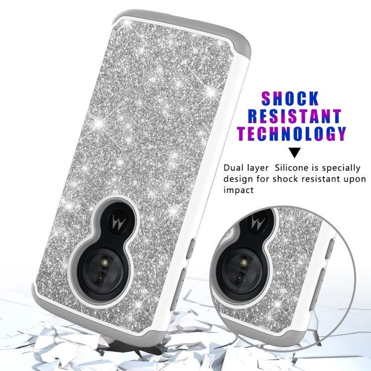 Glitter Powder Contrast Skin Shockproof Silicone + PC Protective Case for Motorola Moto G6 Play / Moto E5