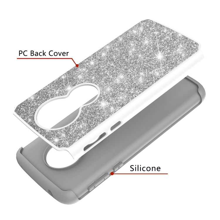 Glitter Powder Contrast Skin Shockproof Silicone + PC Protective Case for Motorola Moto G6 Play / Moto E5