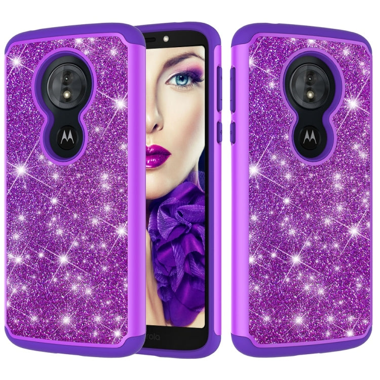 Glitter Powder Contrast Skin Shockproof Silicone + PC Protective Case for Motorola Moto G6 Play / Moto E5
