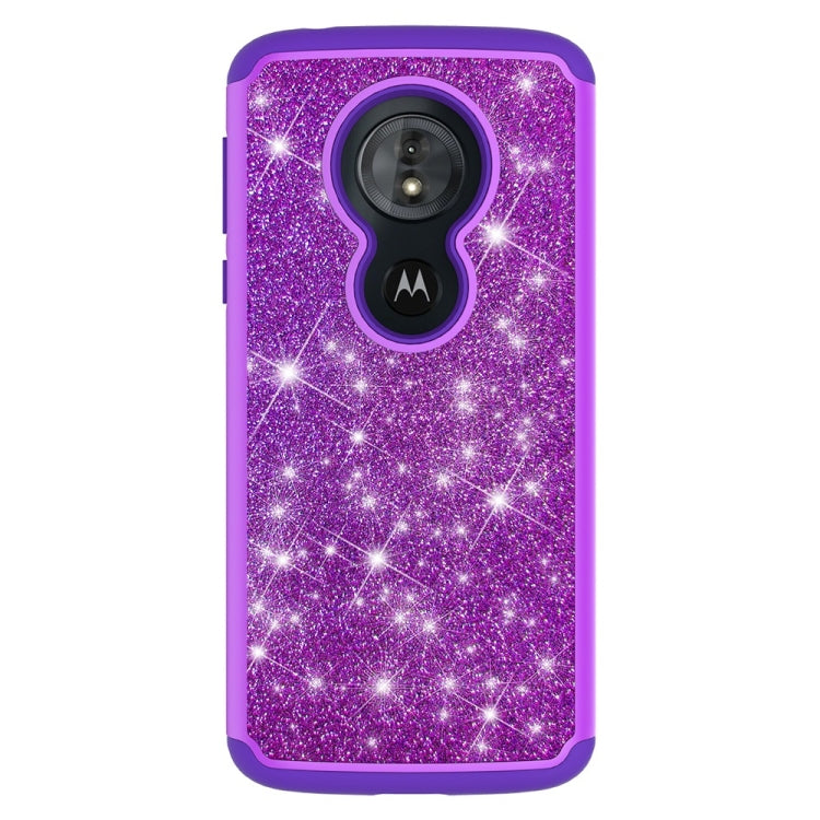 Glitter Powder Contrast Skin Shockproof Silicone + PC Protective Case for Motorola Moto G6 Play / Moto E5