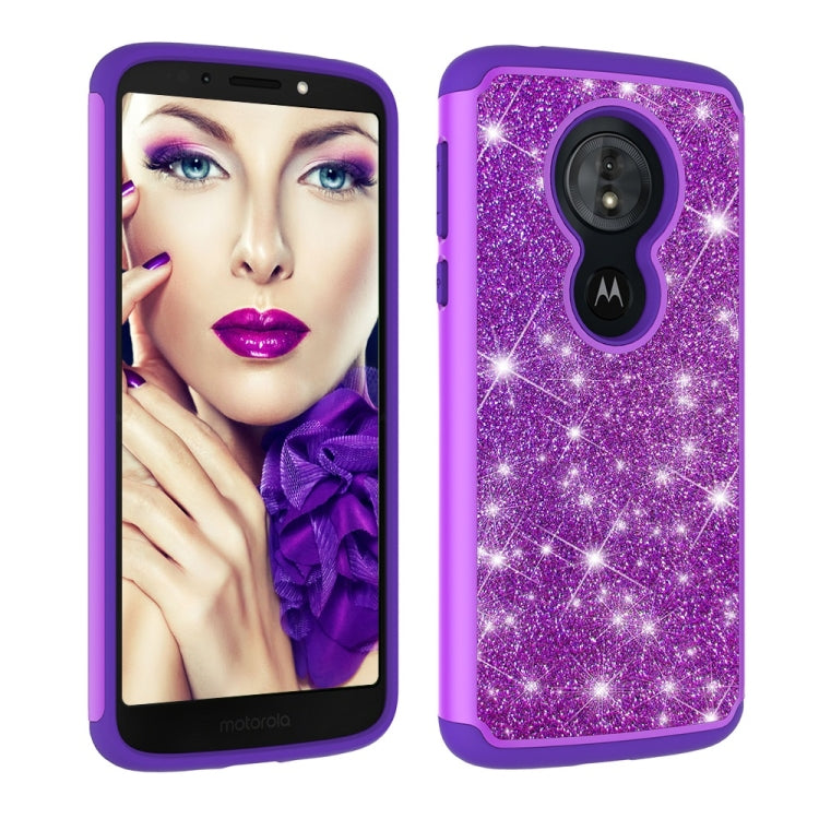 Glitter Powder Contrast Skin Shockproof Silicone + PC Protective Case for Motorola Moto G6 Play / Moto E5