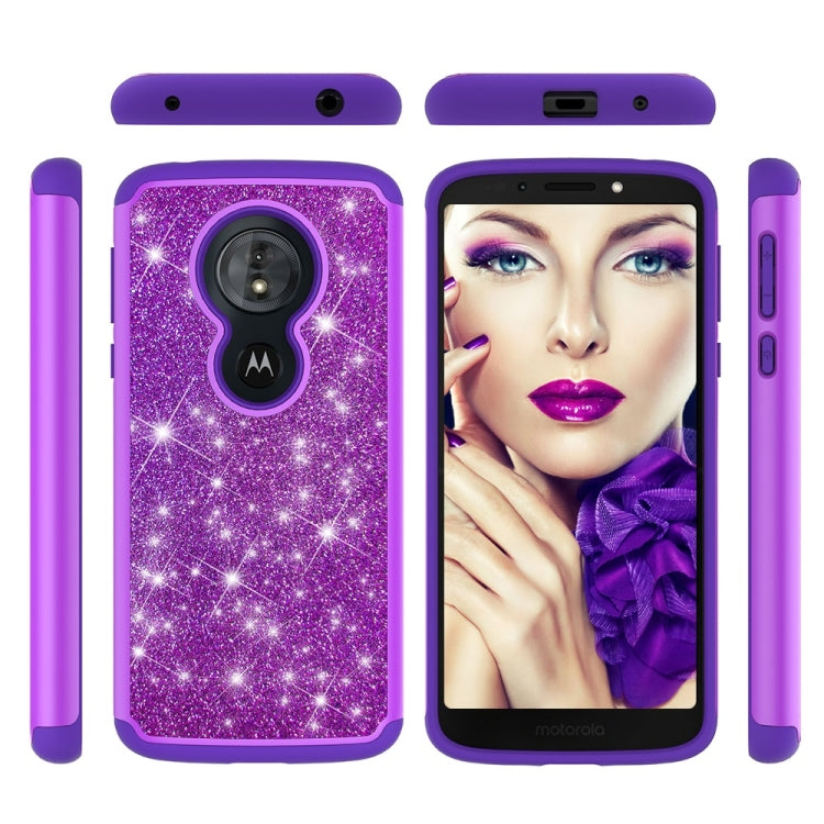 Glitter Powder Contrast Skin Shockproof Silicone + PC Protective Case for Motorola Moto G6 Play / Moto E5