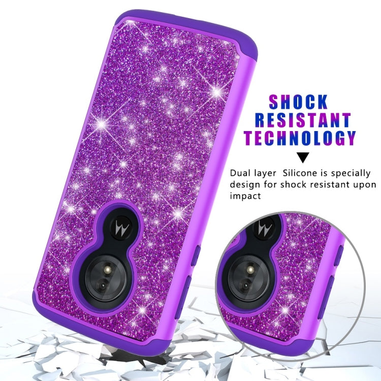 Glitter Powder Contrast Skin Shockproof Silicone + PC Protective Case for Motorola Moto G6 Play / Moto E5