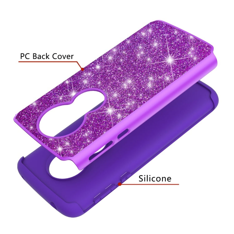 Glitter Powder Contrast Skin Shockproof Silicone + PC Protective Case for Motorola Moto G6 Play / Moto E5