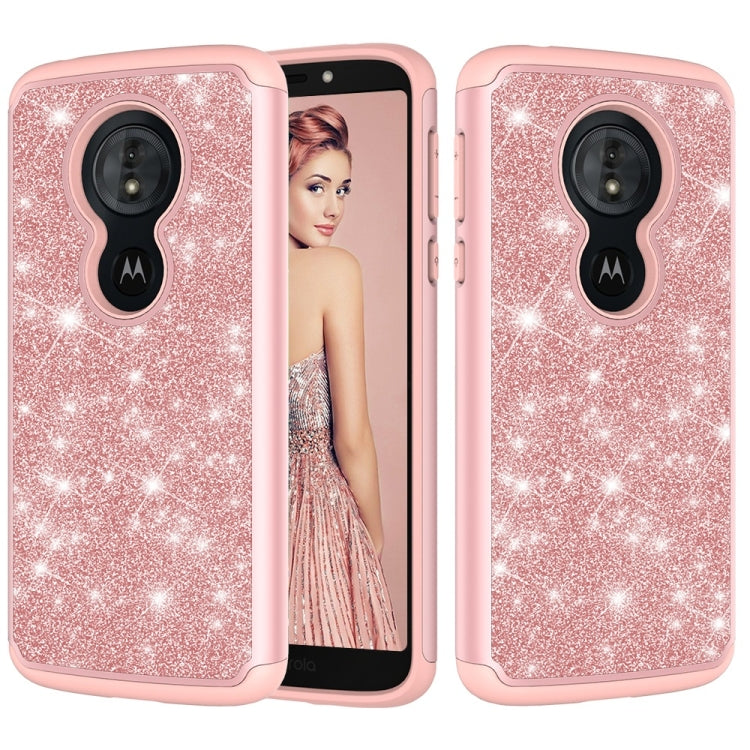 Glitter Powder Contrast Skin Shockproof Silicone + PC Protective Case for Motorola Moto G6 Play / Moto E5