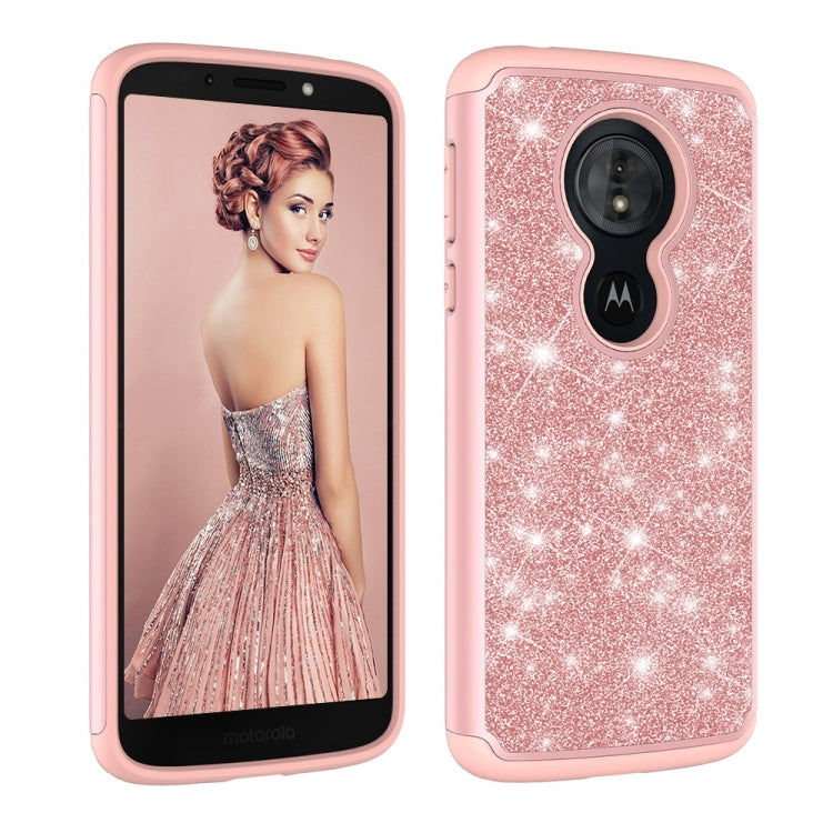 Glitter Powder Contrast Skin Shockproof Silicone + PC Protective Case for Motorola Moto G6 Play / Moto E5