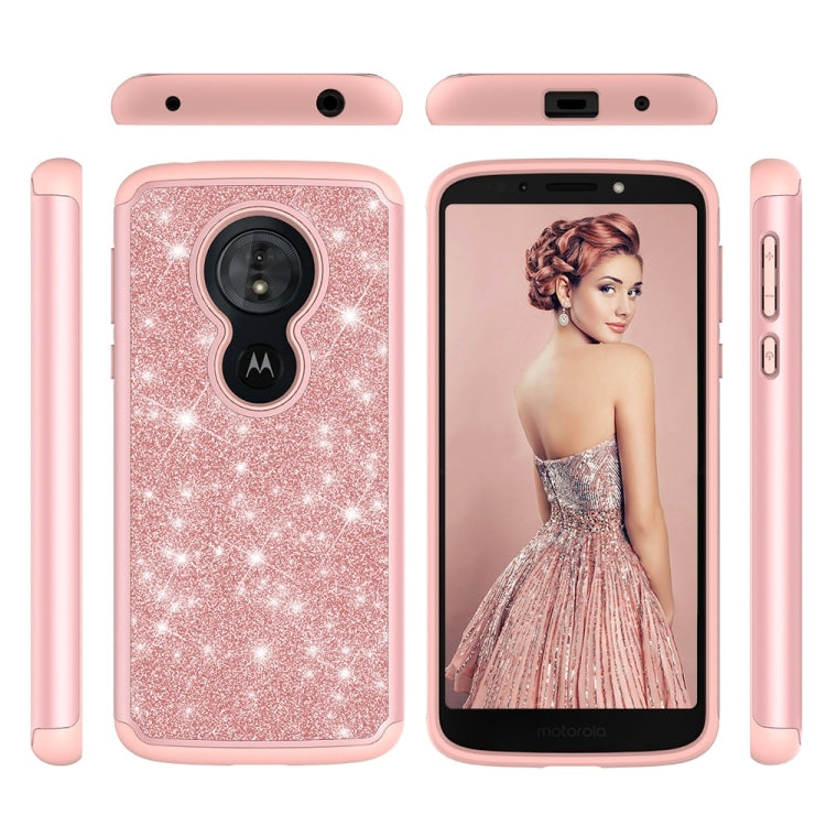 Glitter Powder Contrast Skin Shockproof Silicone + PC Protective Case for Motorola Moto G6 Play / Moto E5