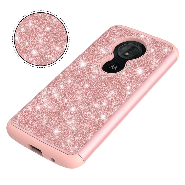 Glitter Powder Contrast Skin Shockproof Silicone + PC Protective Case for Motorola Moto G6 Play / Moto E5