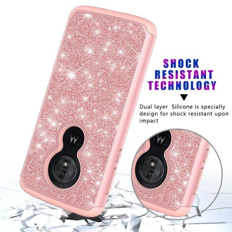 Glitter Powder Contrast Skin Shockproof Silicone + PC Protective Case for Motorola Moto G6 Play / Moto E5