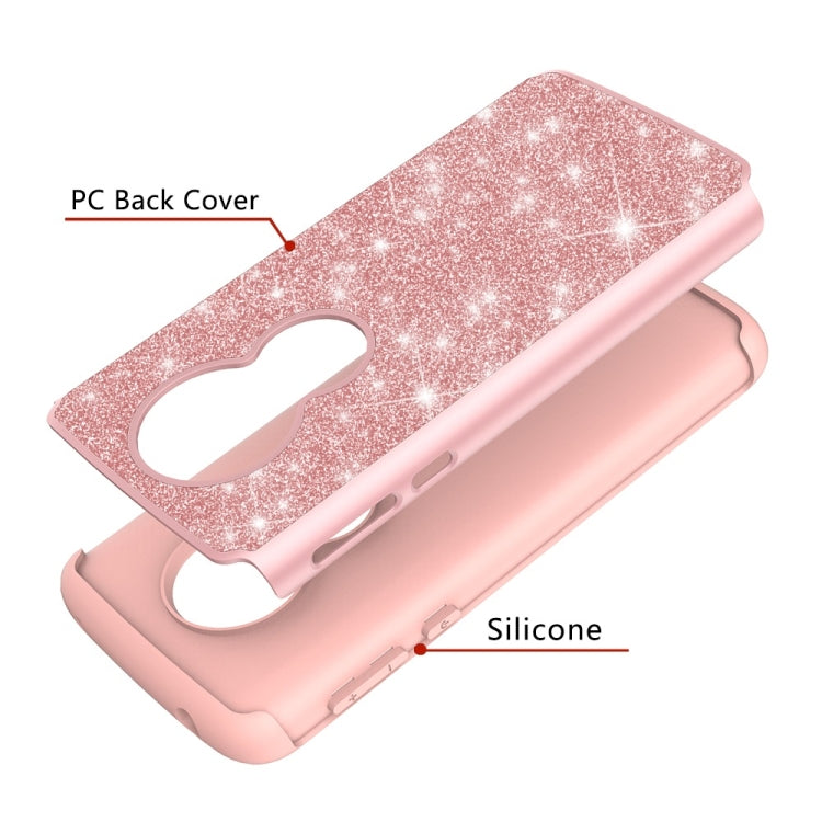 Glitter Powder Contrast Skin Shockproof Silicone + PC Protective Case for Motorola Moto G6 Play / Moto E5