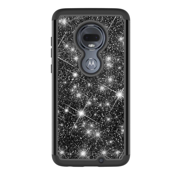 Glitter Powder Contrast Skin Shockproof Silicone + PC Protective Case for Motorola Moto G7 / G7 Plus