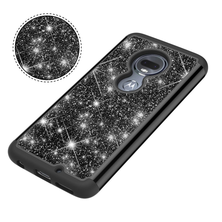 Glitter Powder Contrast Skin Shockproof Silicone + PC Protective Case for Motorola Moto G7 / G7 Plus