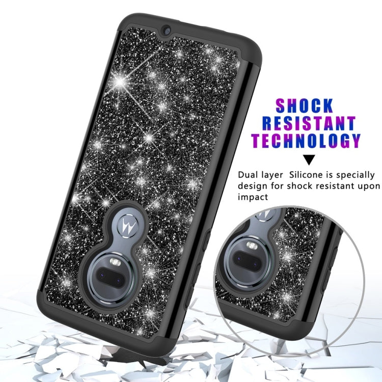 Glitter Powder Contrast Skin Shockproof Silicone + PC Protective Case for Motorola Moto G7 / G7 Plus