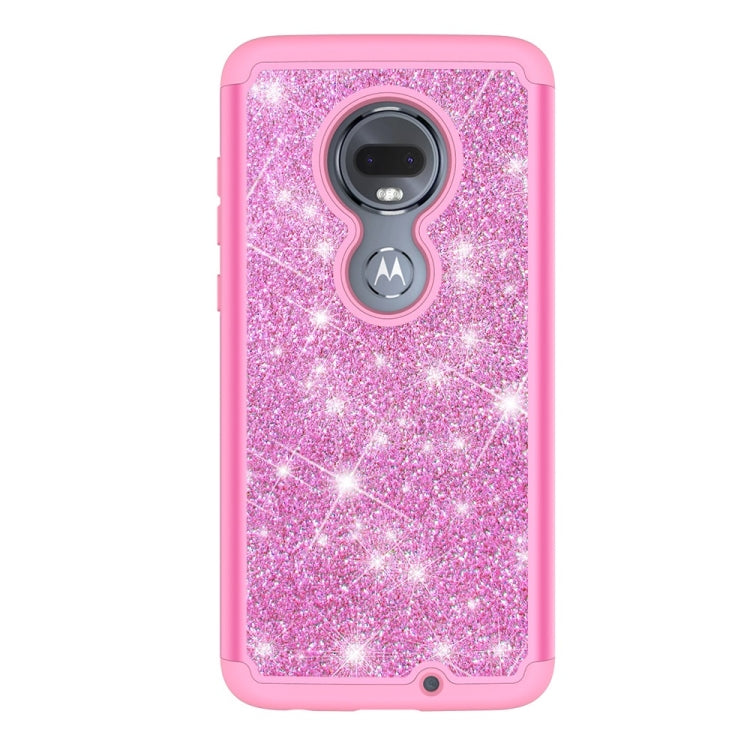 Glitter Powder Contrast Skin Shockproof Silicone + PC Protective Case for Motorola Moto G7 / G7 Plus