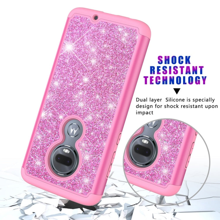 Glitter Powder Contrast Skin Shockproof Silicone + PC Protective Case for Motorola Moto G7 / G7 Plus