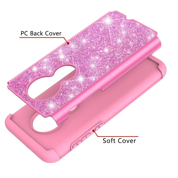 Glitter Powder Contrast Skin Shockproof Silicone + PC Protective Case for Motorola Moto G7 / G7 Plus