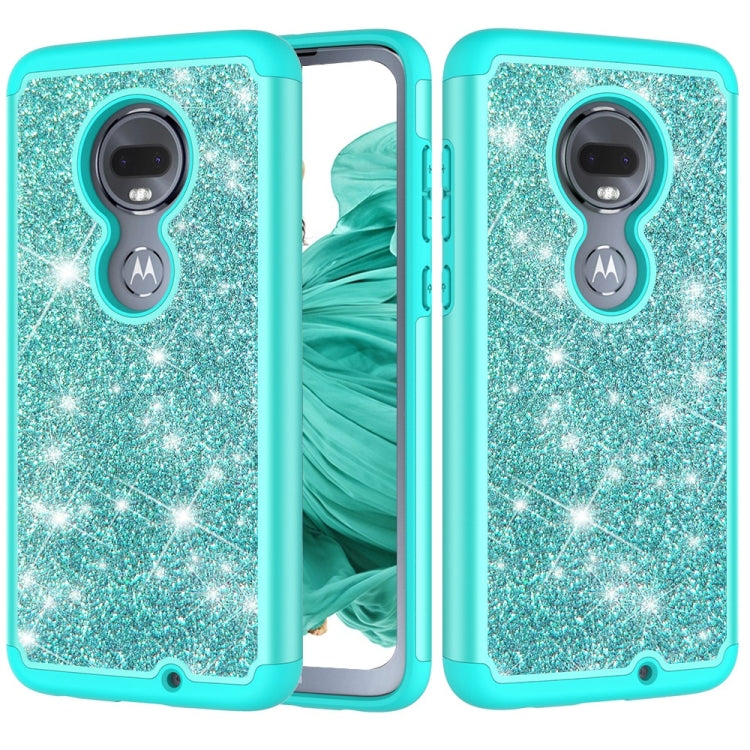 Glitter Powder Contrast Skin Shockproof Silicone + PC Protective Case for Motorola Moto G7 / G7 Plus