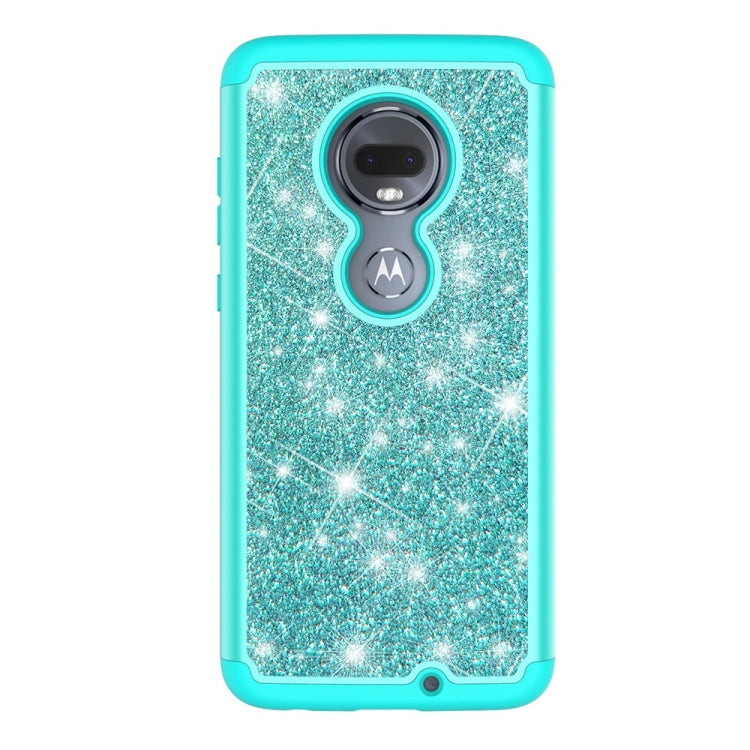 Glitter Powder Contrast Skin Shockproof Silicone + PC Protective Case for Motorola Moto G7 / G7 Plus