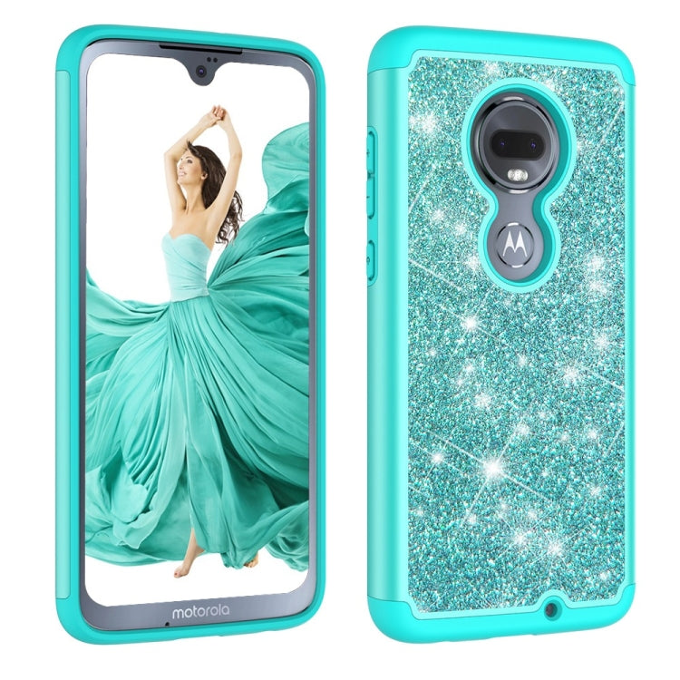 Glitter Powder Contrast Skin Shockproof Silicone + PC Protective Case for Motorola Moto G7 / G7 Plus