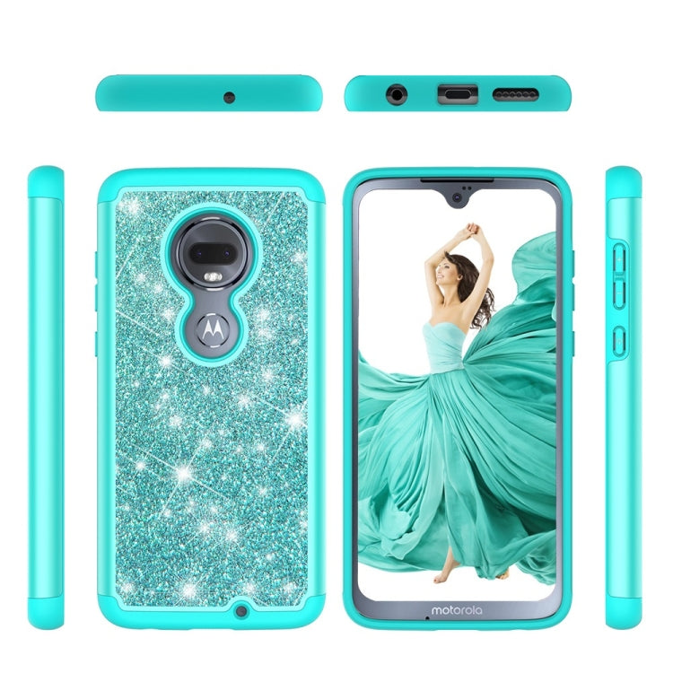 Glitter Powder Contrast Skin Shockproof Silicone + PC Protective Case for Motorola Moto G7 / G7 Plus