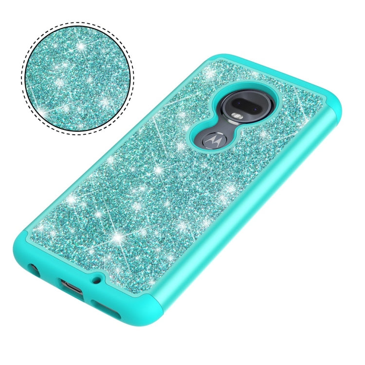 Glitter Powder Contrast Skin Shockproof Silicone + PC Protective Case for Motorola Moto G7 / G7 Plus