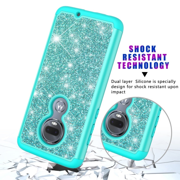 Glitter Powder Contrast Skin Shockproof Silicone + PC Protective Case for Motorola Moto G7 / G7 Plus