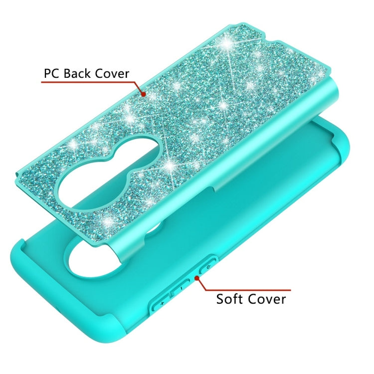 Glitter Powder Contrast Skin Shockproof Silicone + PC Protective Case for Motorola Moto G7 / G7 Plus