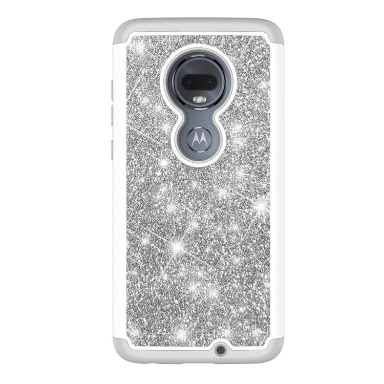 Glitter Powder Contrast Skin Shockproof Silicone + PC Protective Case for Motorola Moto G7 / G7 Plus