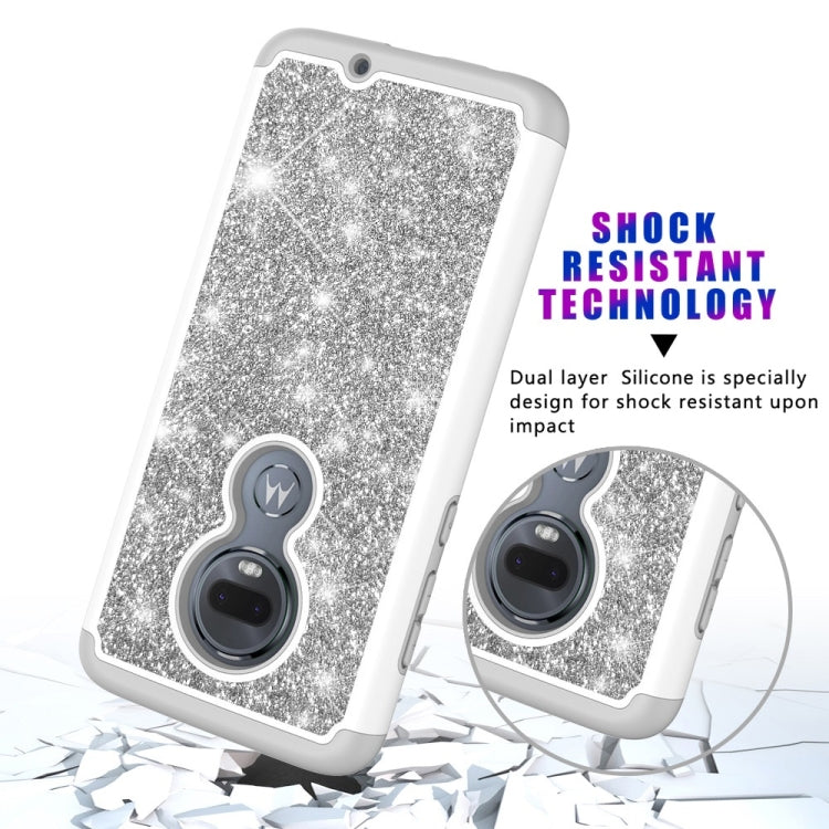 Glitter Powder Contrast Skin Shockproof Silicone + PC Protective Case for Motorola Moto G7 / G7 Plus