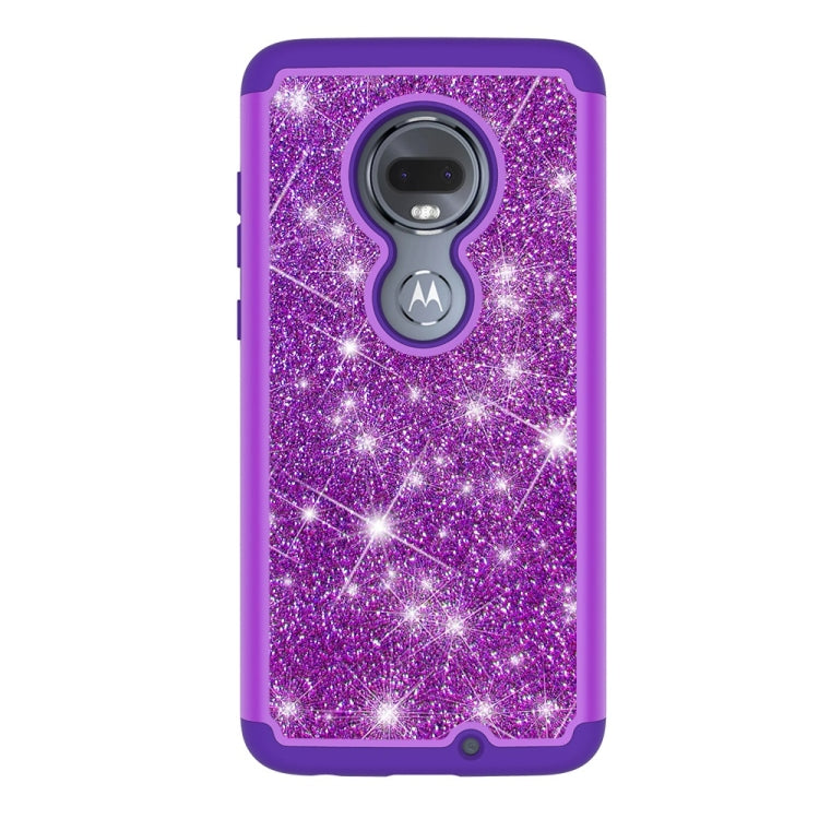 Glitter Powder Contrast Skin Shockproof Silicone + PC Protective Case for Motorola Moto G7 / G7 Plus