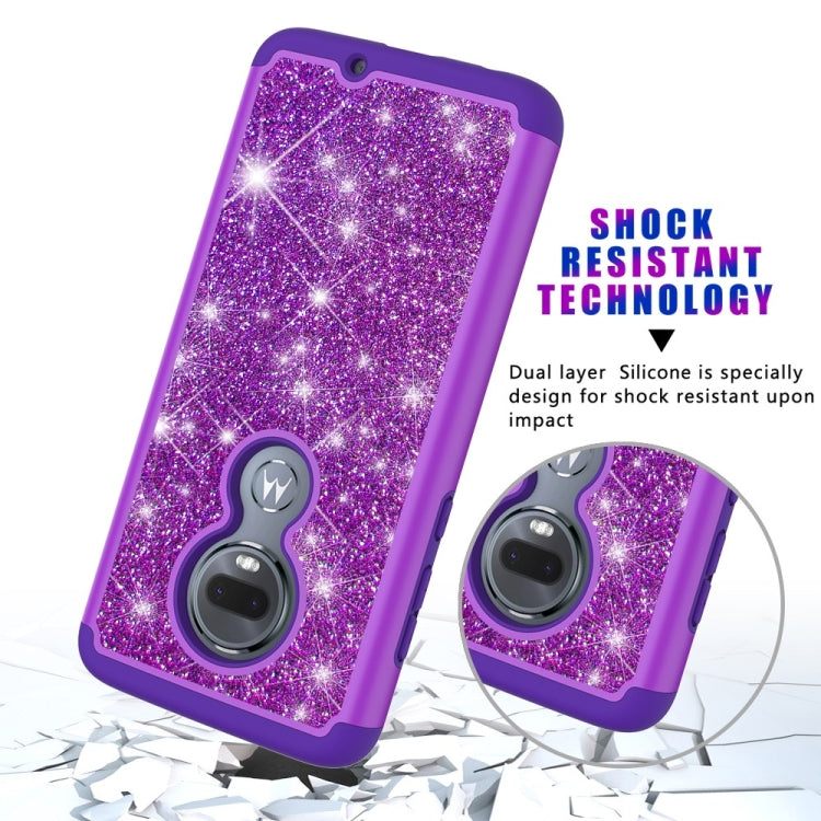 Glitter Powder Contrast Skin Shockproof Silicone + PC Protective Case for Motorola Moto G7 / G7 Plus