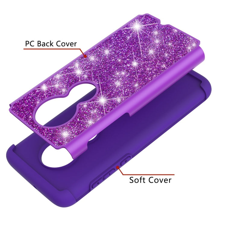 Glitter Powder Contrast Skin Shockproof Silicone + PC Protective Case for Motorola Moto G7 / G7 Plus
